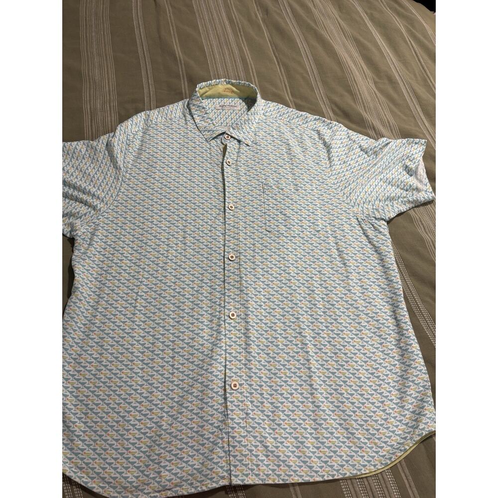 Tommy Bahama The Veracruz Cay Opal Teal Green Cocktail Mixer Print XXL Shirt